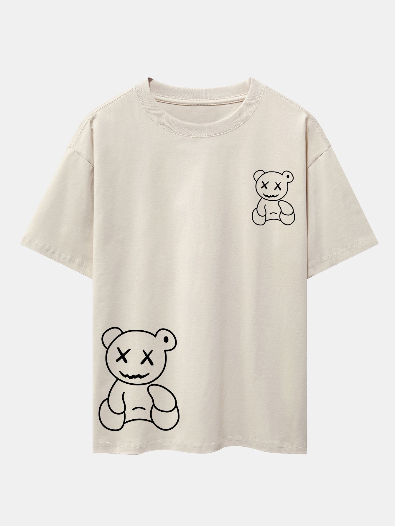 Bear line Print Drop Shoulder Oversize T-Shirt