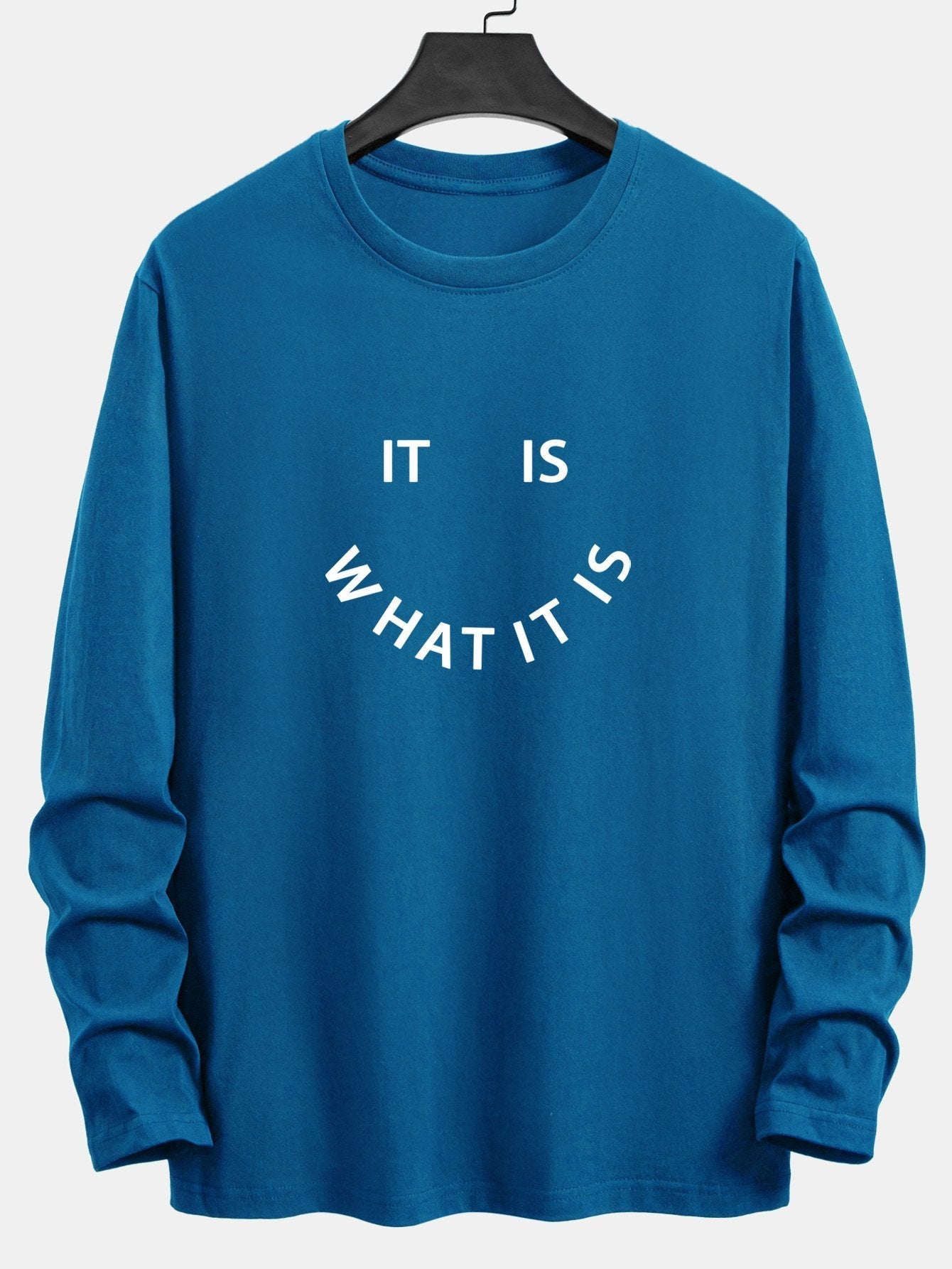 Long Sleeve It Is What It Is Print Cotton T-Shirt