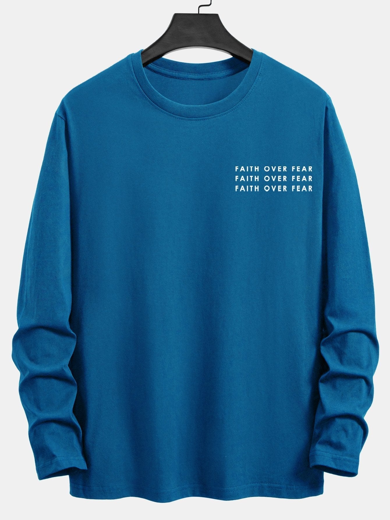 Long Sleeve Slogan Print Cotton T-Shirt