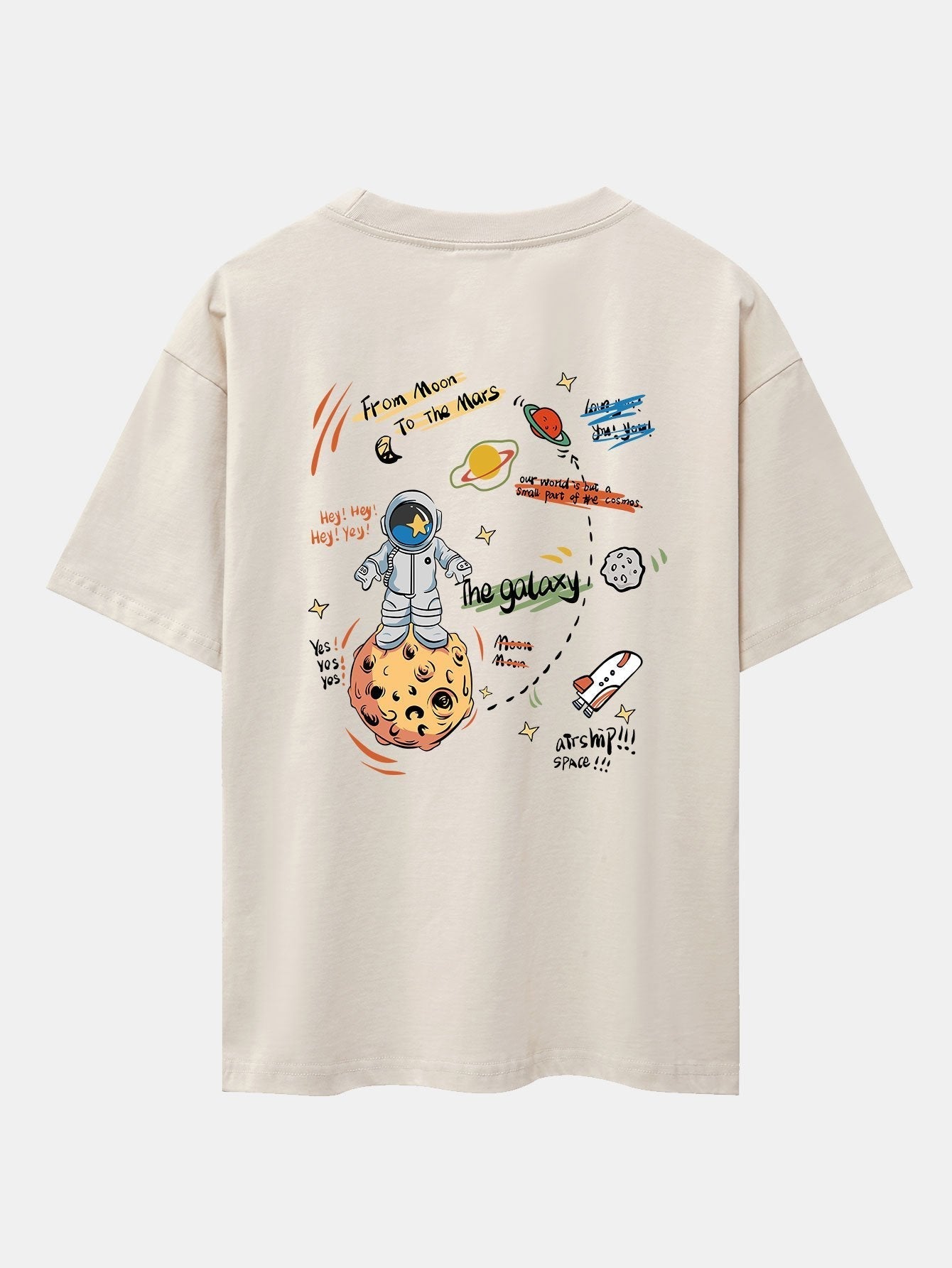 Galaxy Astronaut Print Drop Shoulder Oversize T-Shirt