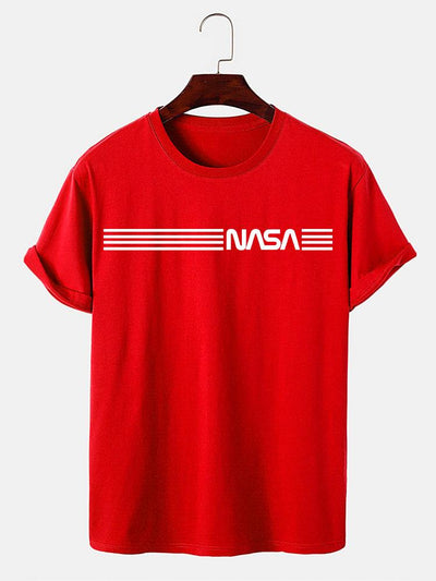 Nasa Stripe Print T-Shirts