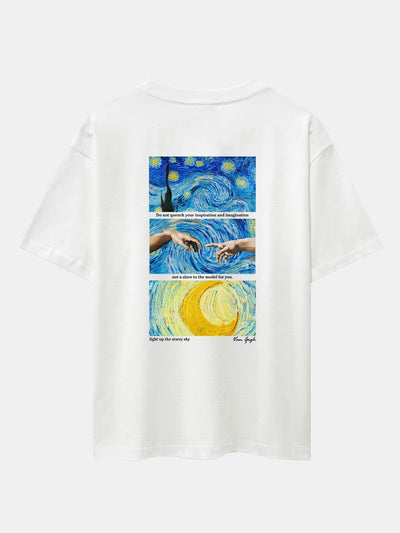 The Starry Night Back Print Drop Shoulder Oversize T-Shirt