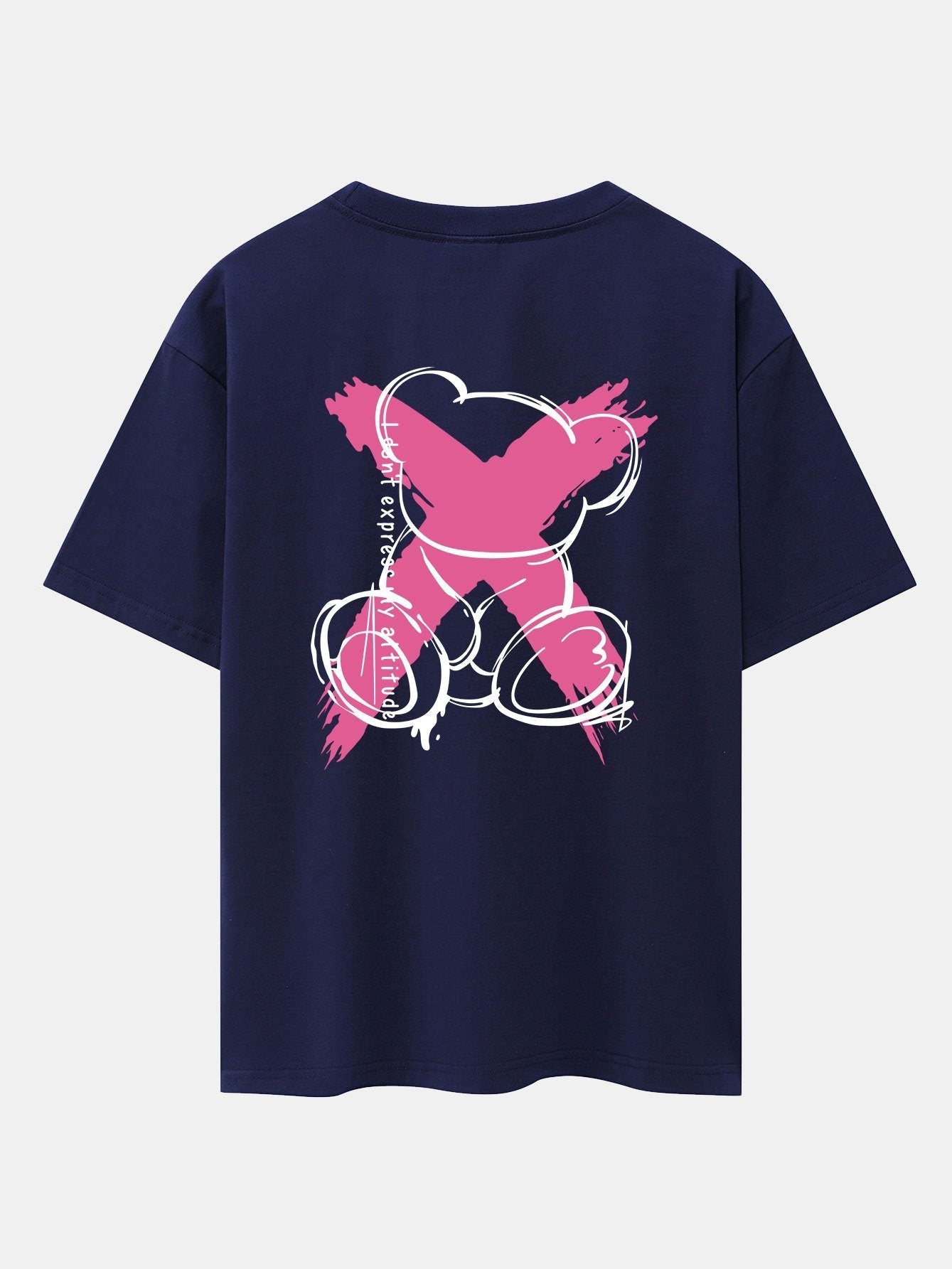 Graffiti Bear Print Drop Shoulder Oversize T-Shirt