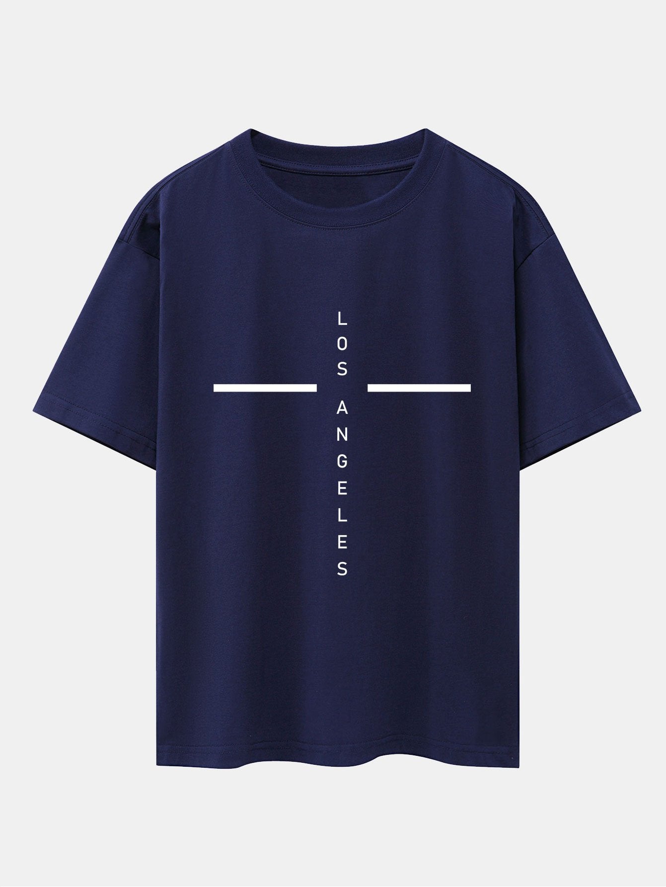 Stripe Los Angeles Print Drop Shoulder Oversize T-Shirt