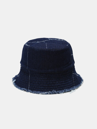 Spliced Denim Tassel Comfortable And Versatile Bucket Hat Can Be Worn On Both Sides
