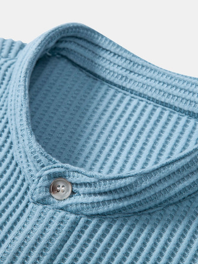 Waffle Stand Collar Shirt