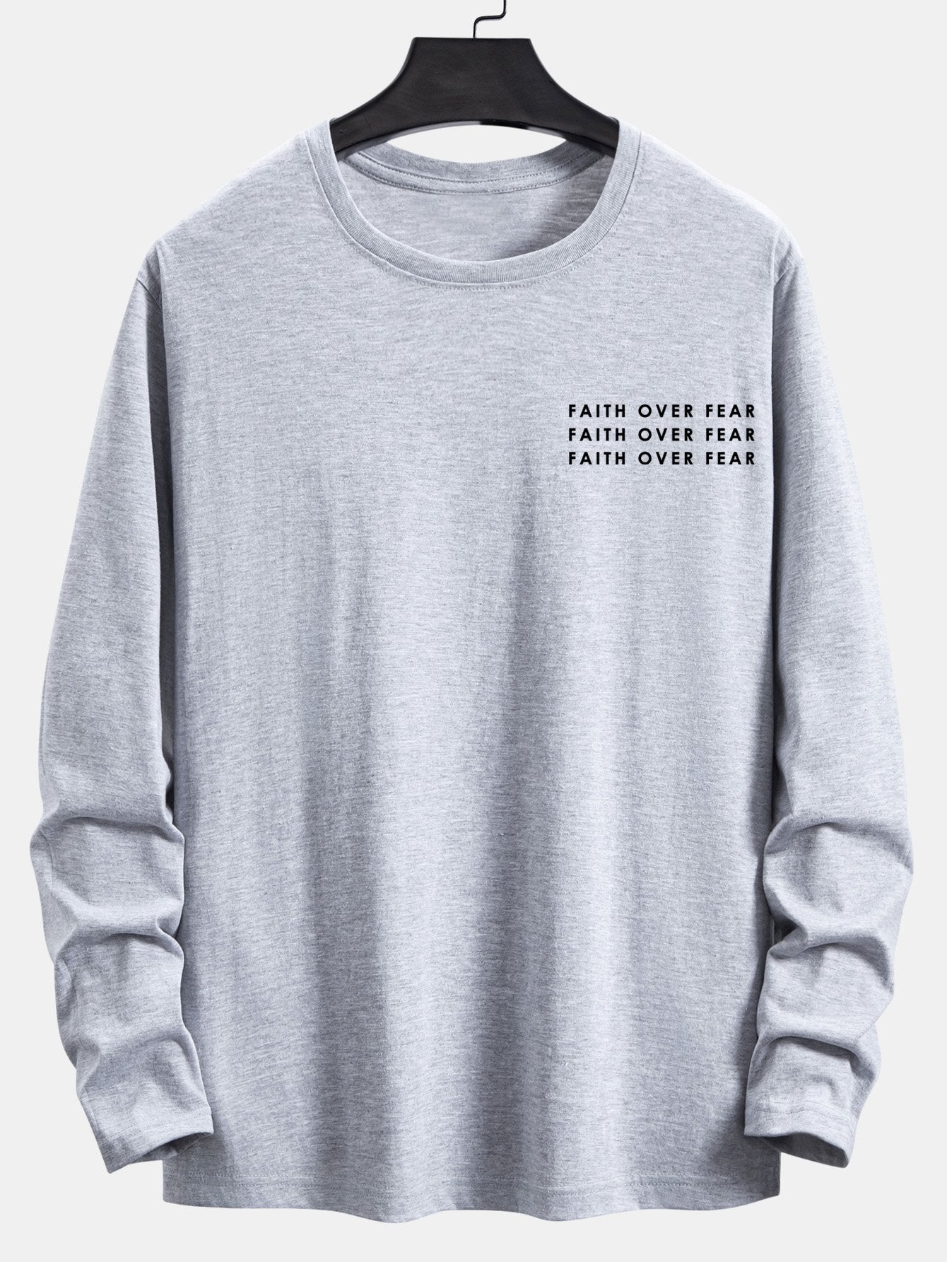 Long Sleeve Slogan Print Cotton T-Shirt