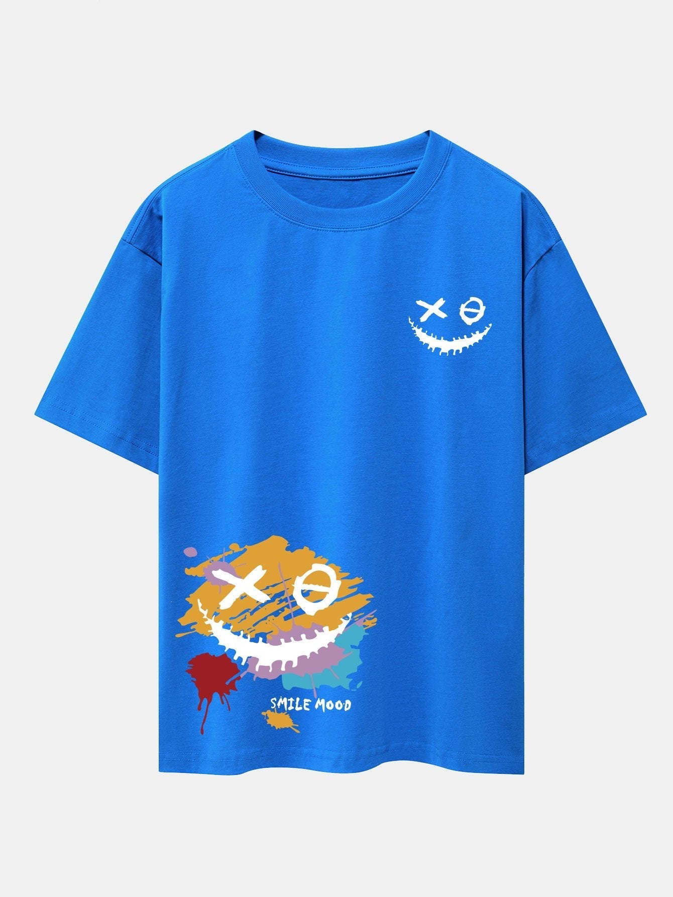 Graffiti Smiley Face Print Drop Shoulder Oversize T-Shirt