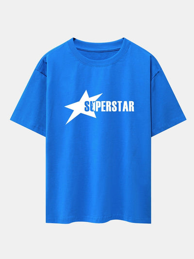 Superstar Print Drop Shoulder Oversize T-Shirt