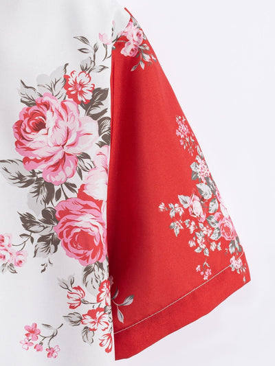 Two Tone Rose Print Button Up Shirt