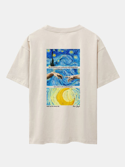 The Starry Night Back Print Drop Shoulder Oversize T-Shirt