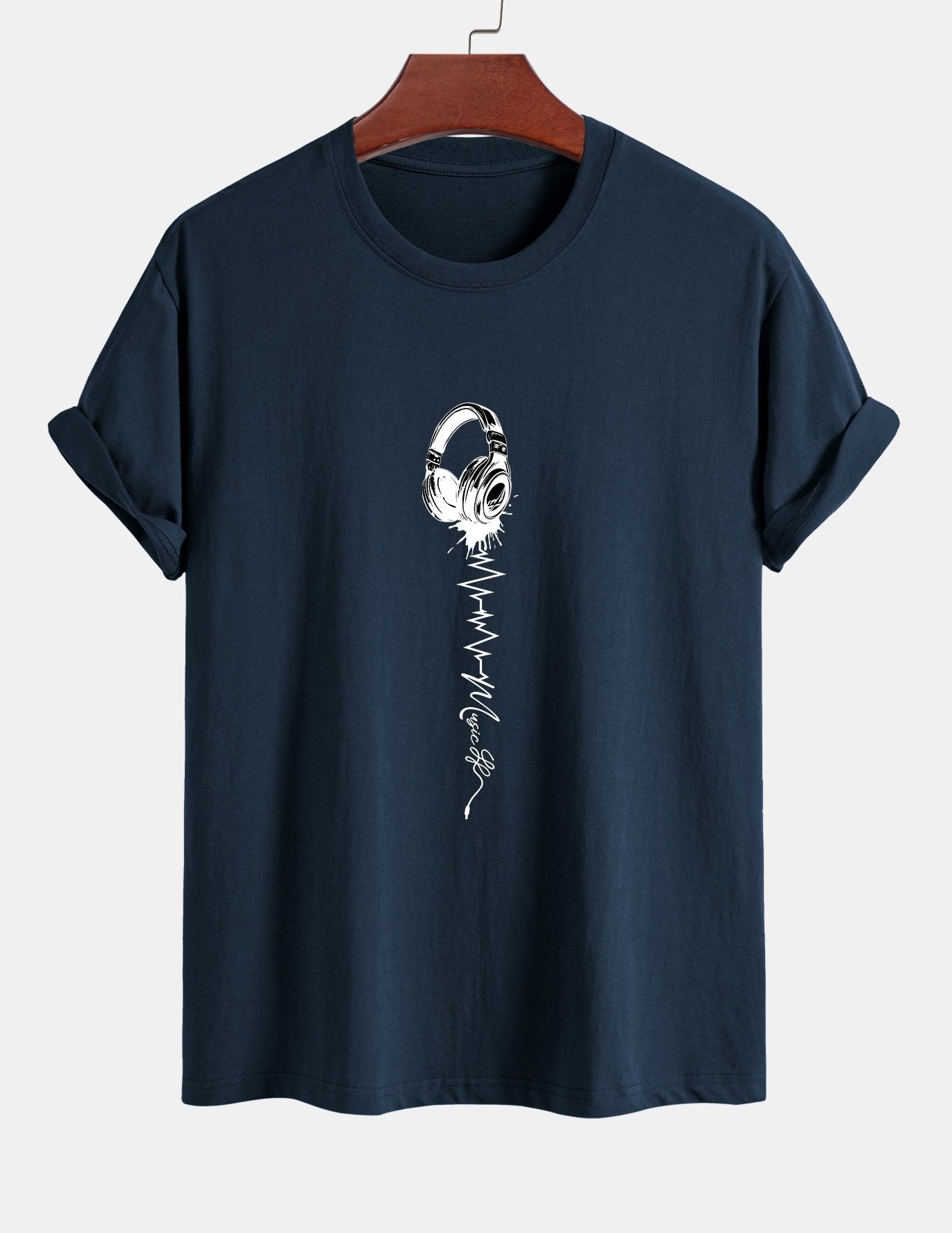 Regular Fit Earphone Print Cotton T-Shirt