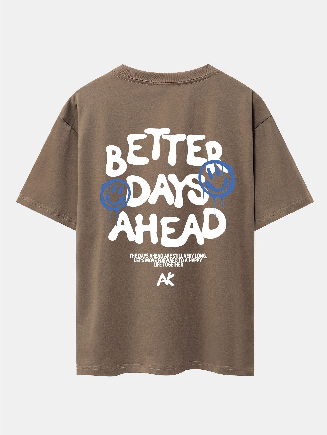 Smiley Slogan Back Print Drop Shoulder Oversize T-Shirt