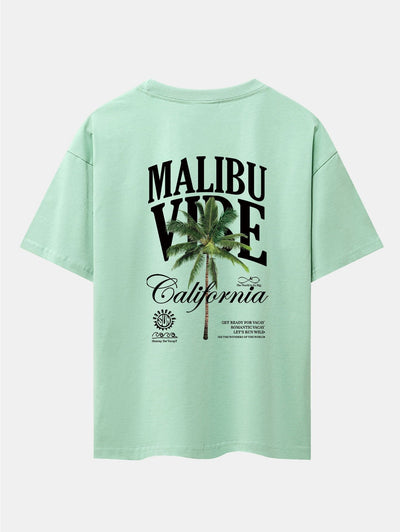 California Palm Tree Back Print Drop Shoulder Oversize T-Shirt