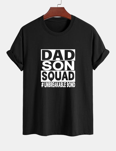 Regular Fit Dad And Son Squad Print Cotton T-Shirt