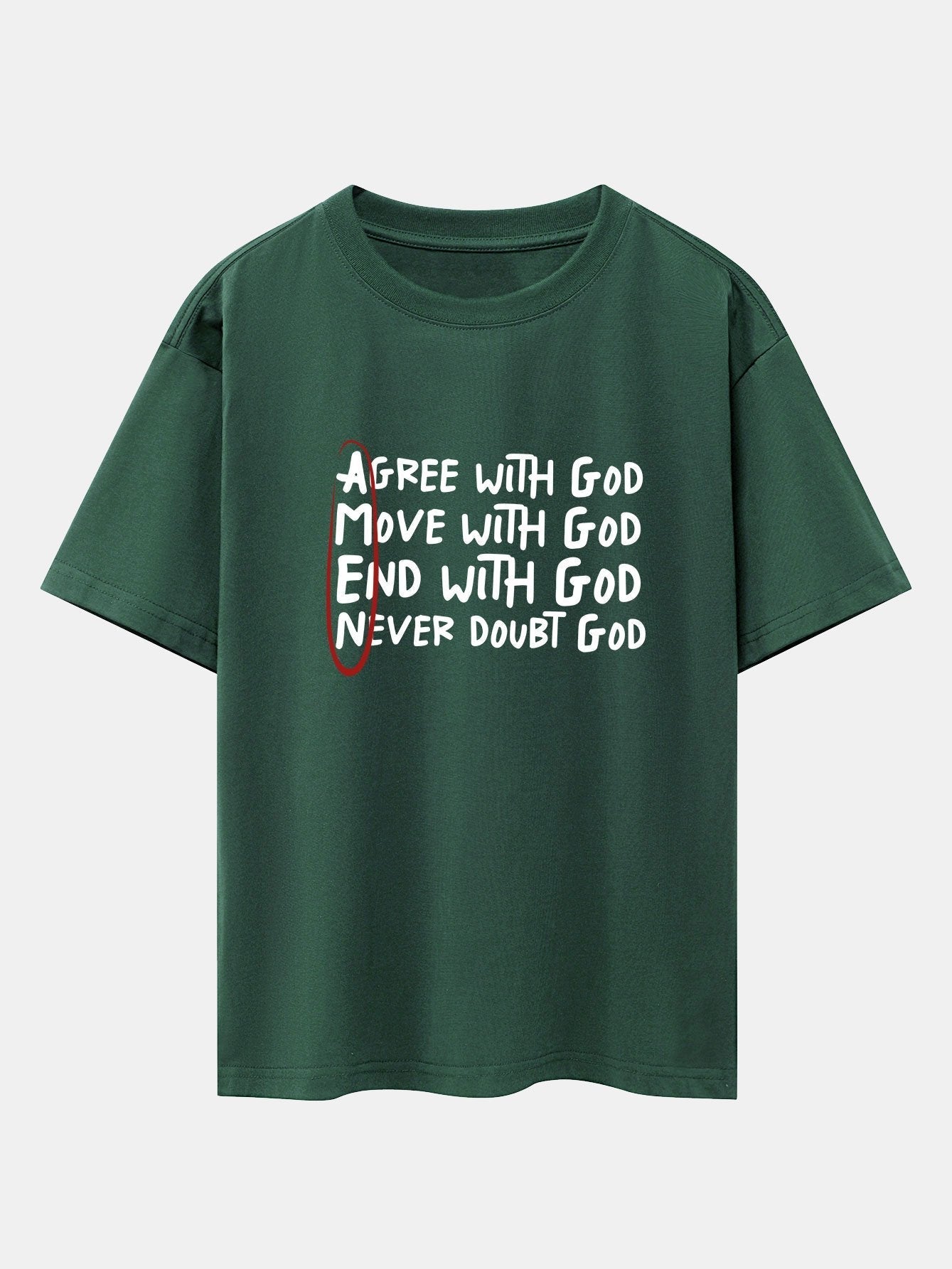 Circled Slogan Print Drop Shoulder Oversize T-Shirt