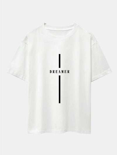 Stripe Dreamer Print Drop Shoulder Oversize T-Shirt