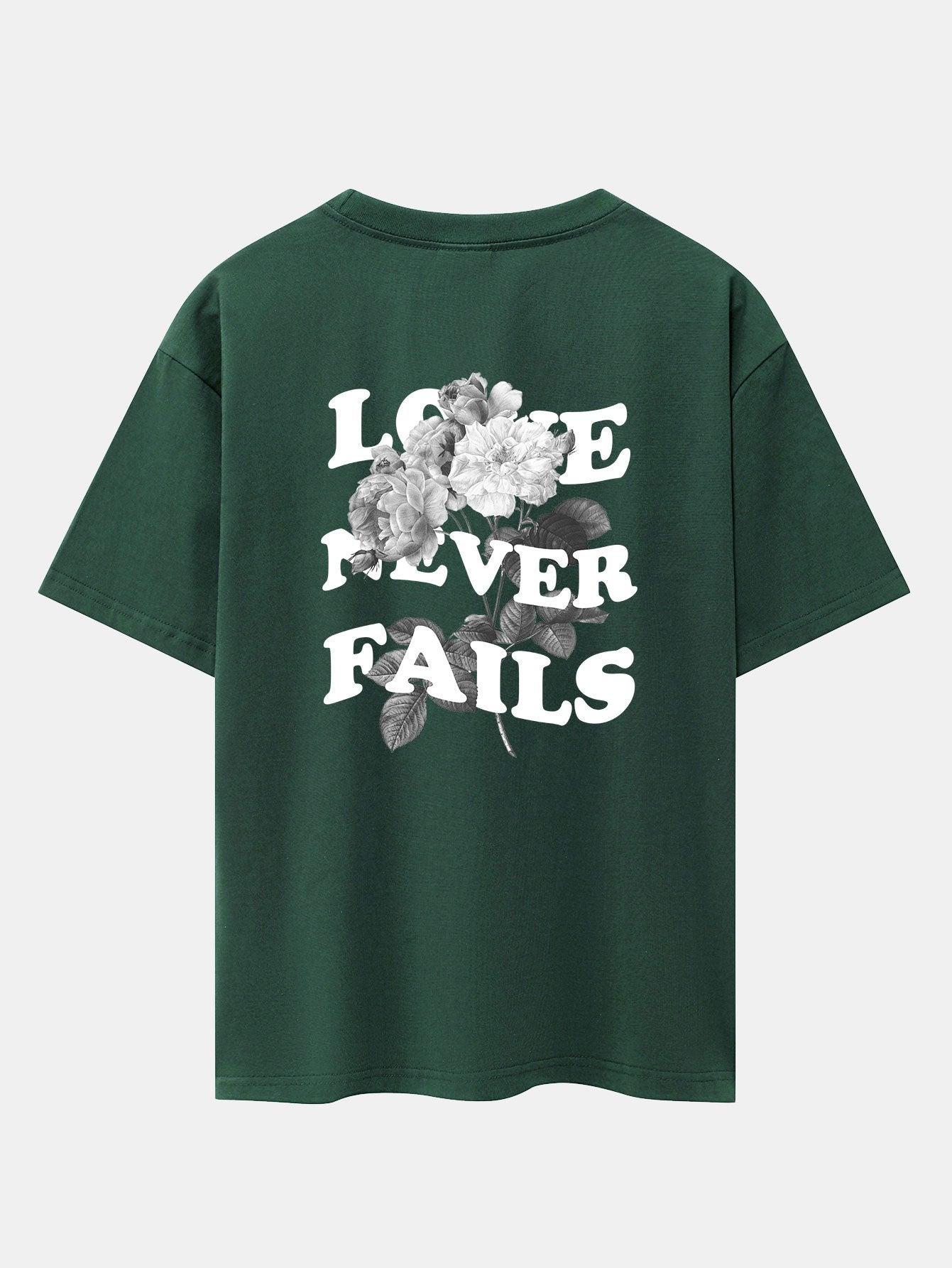 Rose Slogan Back Print Drop Shoulder Oversize T-Shirt