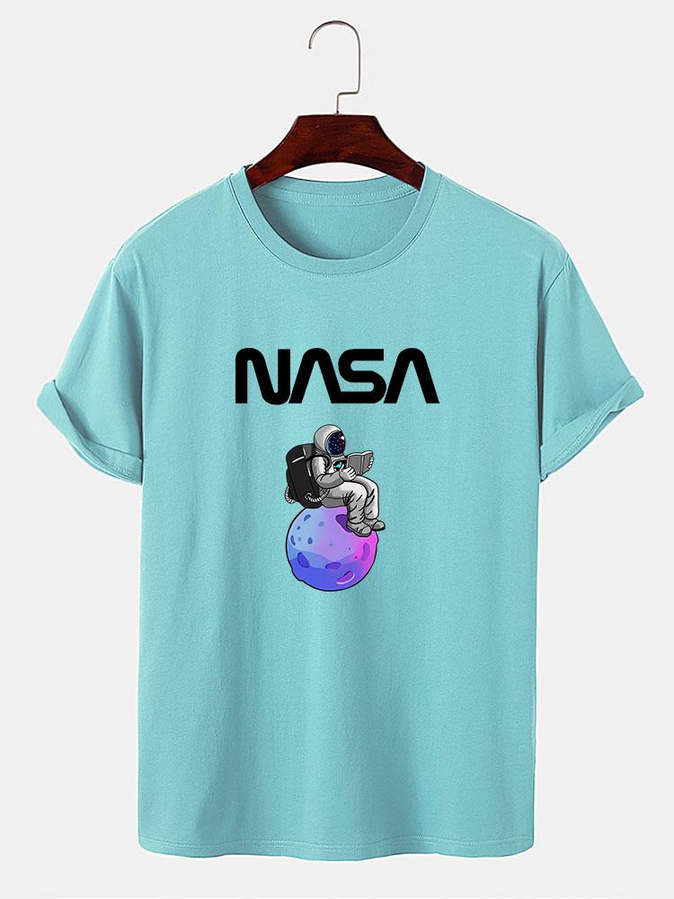Astronaut Reading Book Print T-Shirt