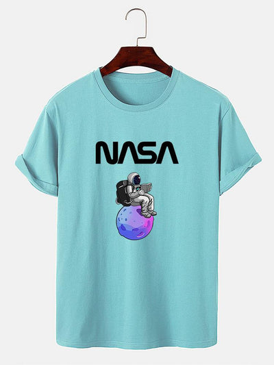 Astronaut Reading Book Print T-Shirt