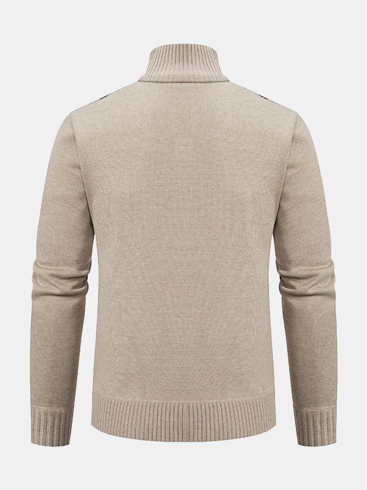 Striped Pattern Zip Sweater