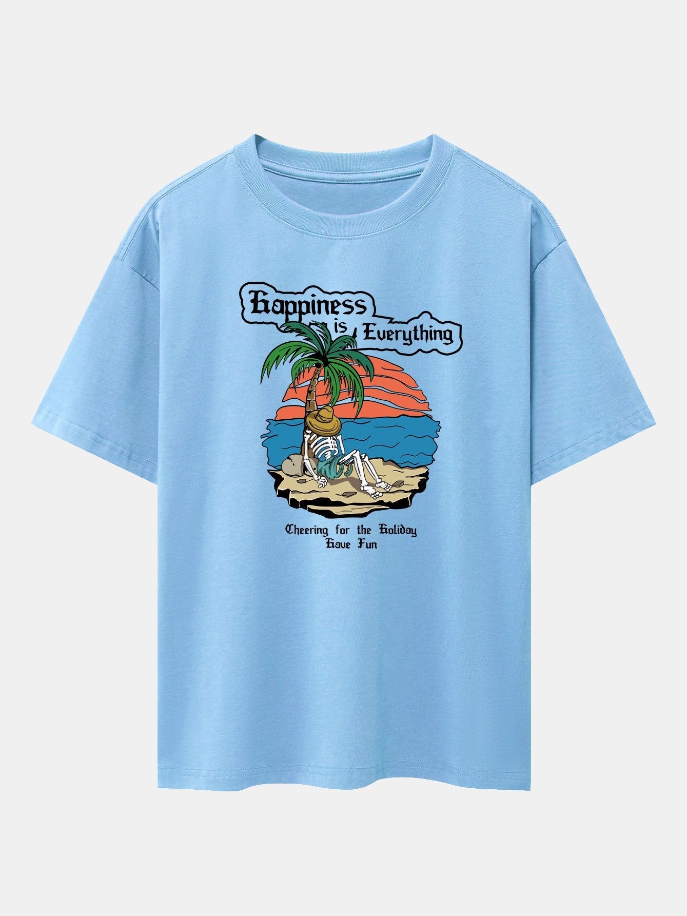 Skull Island Print Drop Shoulder Oversize T-Shirt