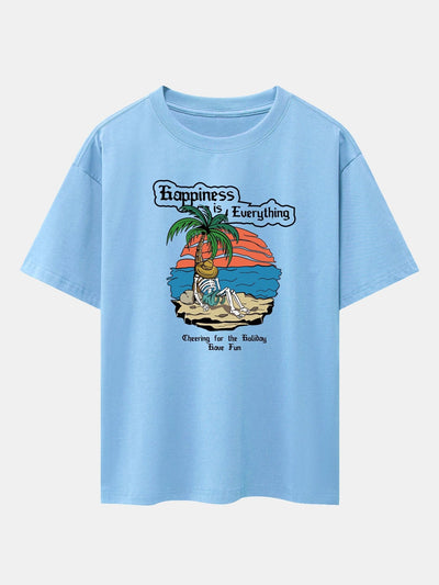 Skull Island Print Drop Shoulder Oversize T-Shirt