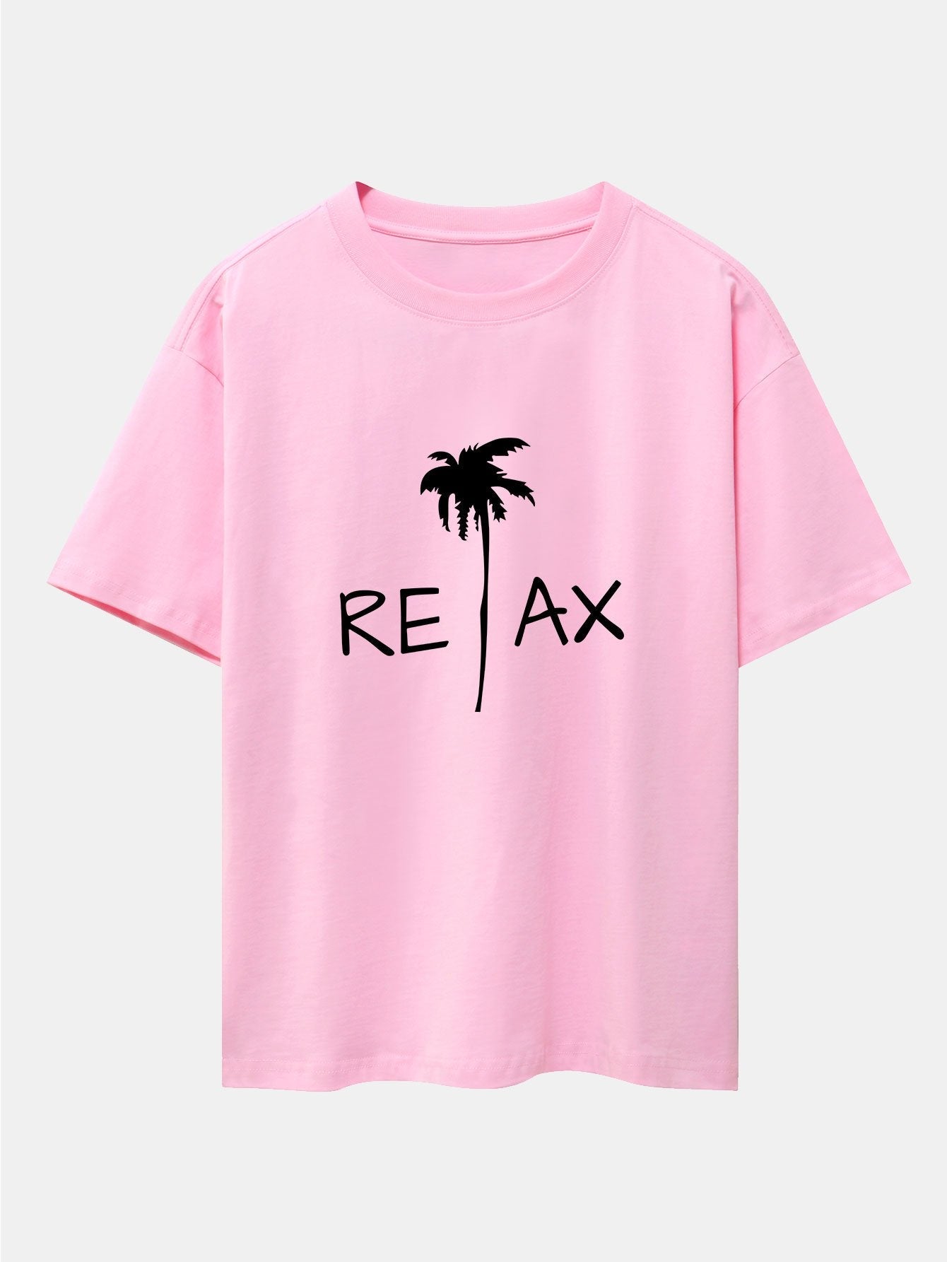 Relax Palm Tree Print Drop Shoulder Oversize T-Shirt