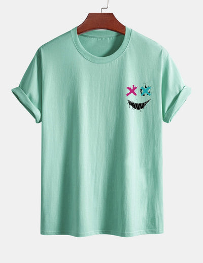 Regular Fit Evil Face Print Cotton T-Shirt