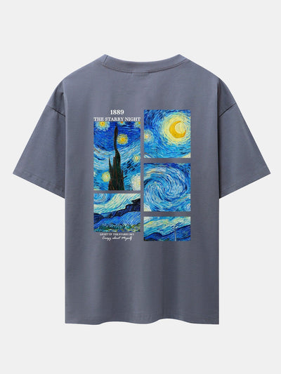 The Starry Night Back Print Drop Shoulder Oversize T-Shirt