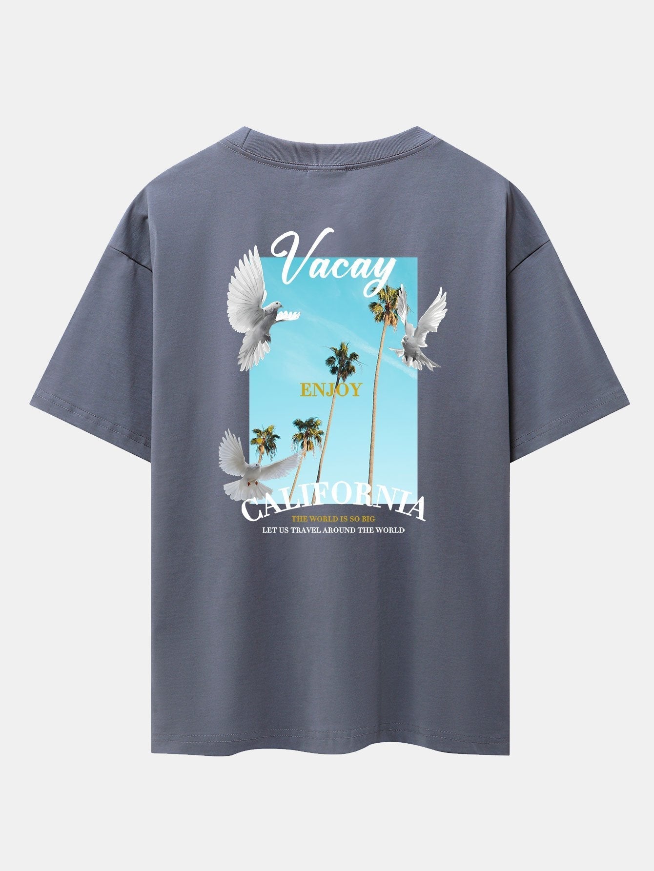 California Dove Back Print Drop Shoulder Oversize T-Shirt