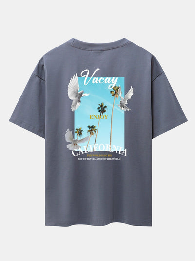California Dove Back Print Drop Shoulder Oversize T-Shirt