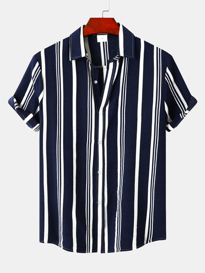 Stripe Print Button Up Shirt