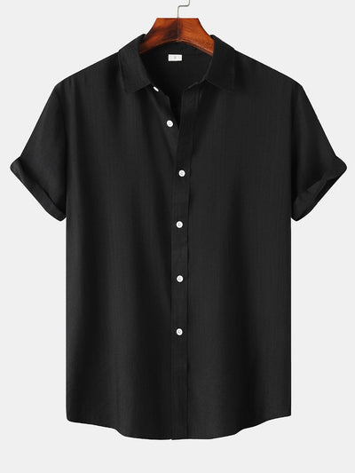 Short Sleeve Textured Button Up Shirt