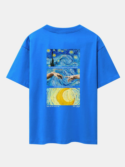 The Starry Night Back Print Drop Shoulder Oversize T-Shirt