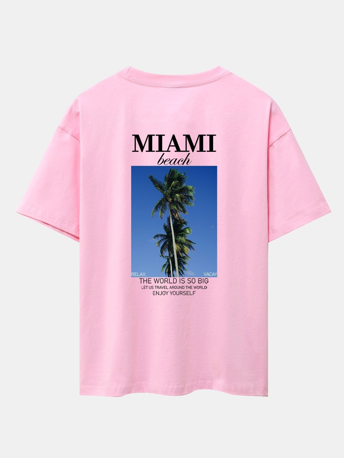 Miami Palm Tree Back Print Drop Shoulder Oversize T-Shirt