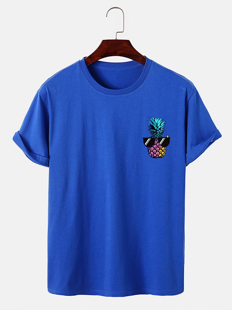 Pineapple With Sunglasses Print T-Shirt