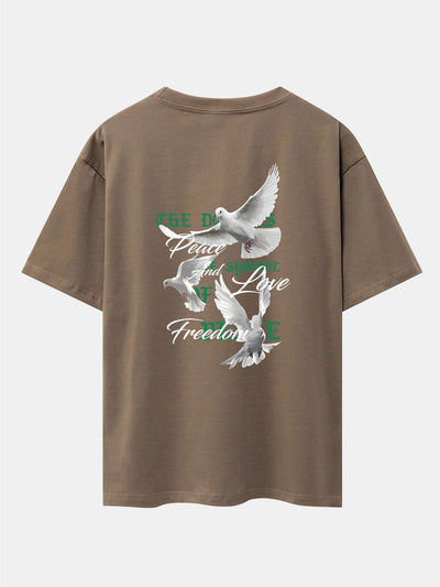 Dove Slogan Back Print Drop Shoulder Oversize T-Shirt