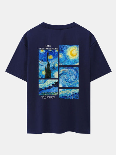The Starry Night Back Print Drop Shoulder Oversize T-Shirt