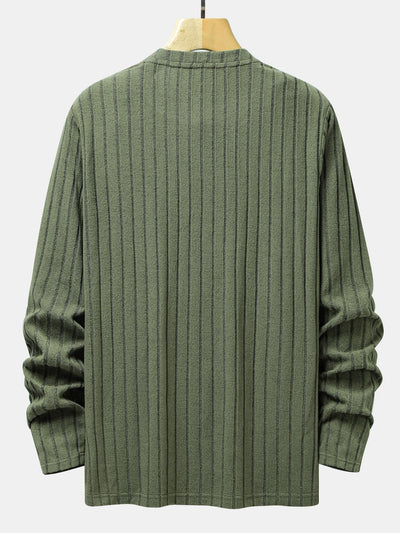 3 Pieces Long Sleeve Knit Ribbed T-Shirts