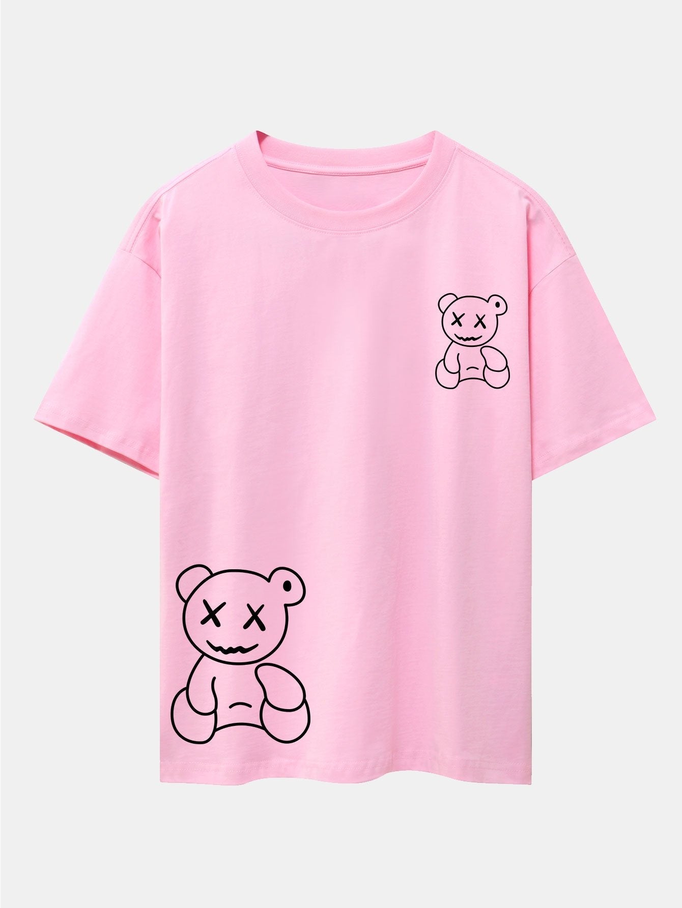 Bear line Print Drop Shoulder Oversize T-Shirt