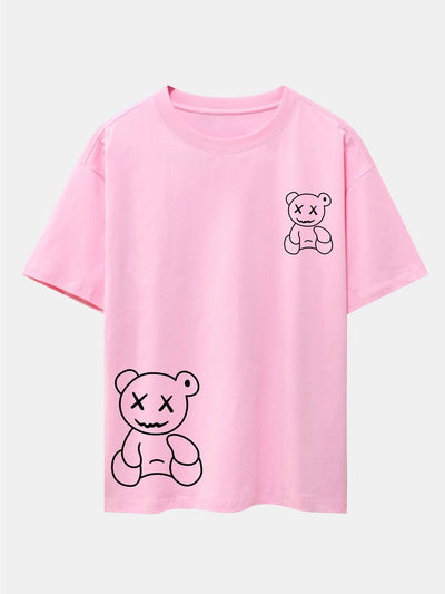 Bear line Print Drop Shoulder Oversize T-Shirt