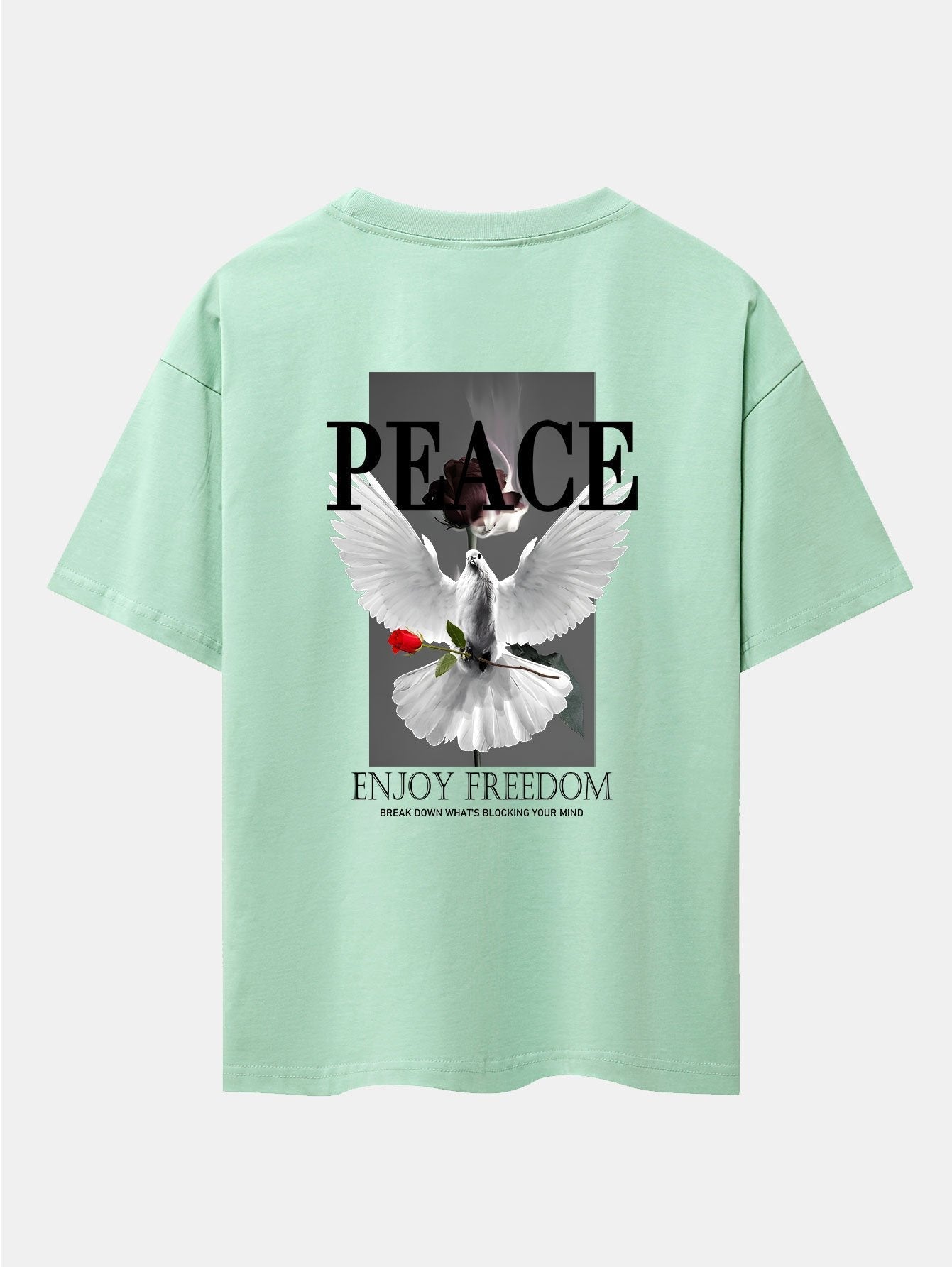 Dove Rose Slogan Back Print Drop Shoulder Oversize T-Shirt