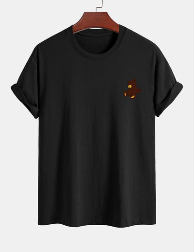 Regular Fit Teddy Bear Print Cotton T-Shirt