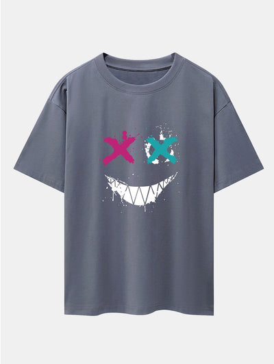 Graffiti Smiley Face Print Drop Shoulder Oversize T-Shirt