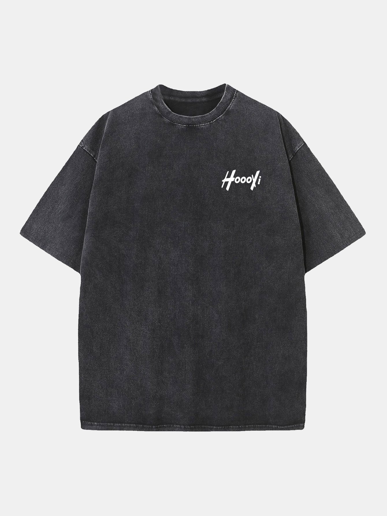 Hoooyi Print Washed Distressed Drop Shoulder T-Shirt