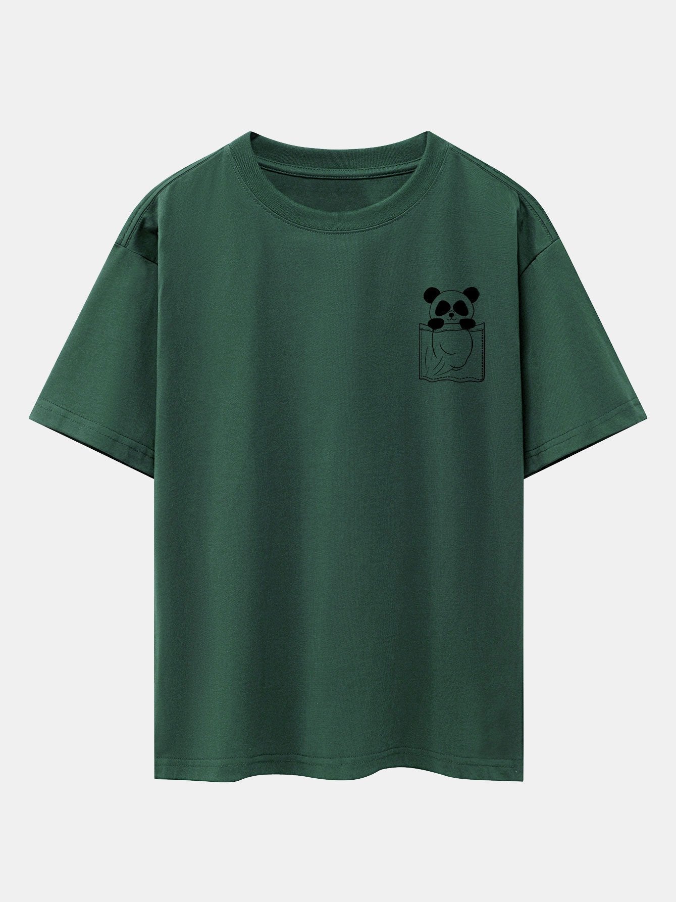 Pocket Panda Print Drop Shoulder Oversize T-Shirt