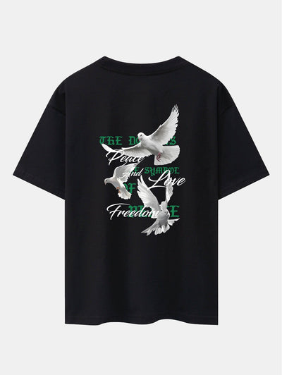 Dove Slogan Back Print Drop Shoulder Oversize T-Shirt