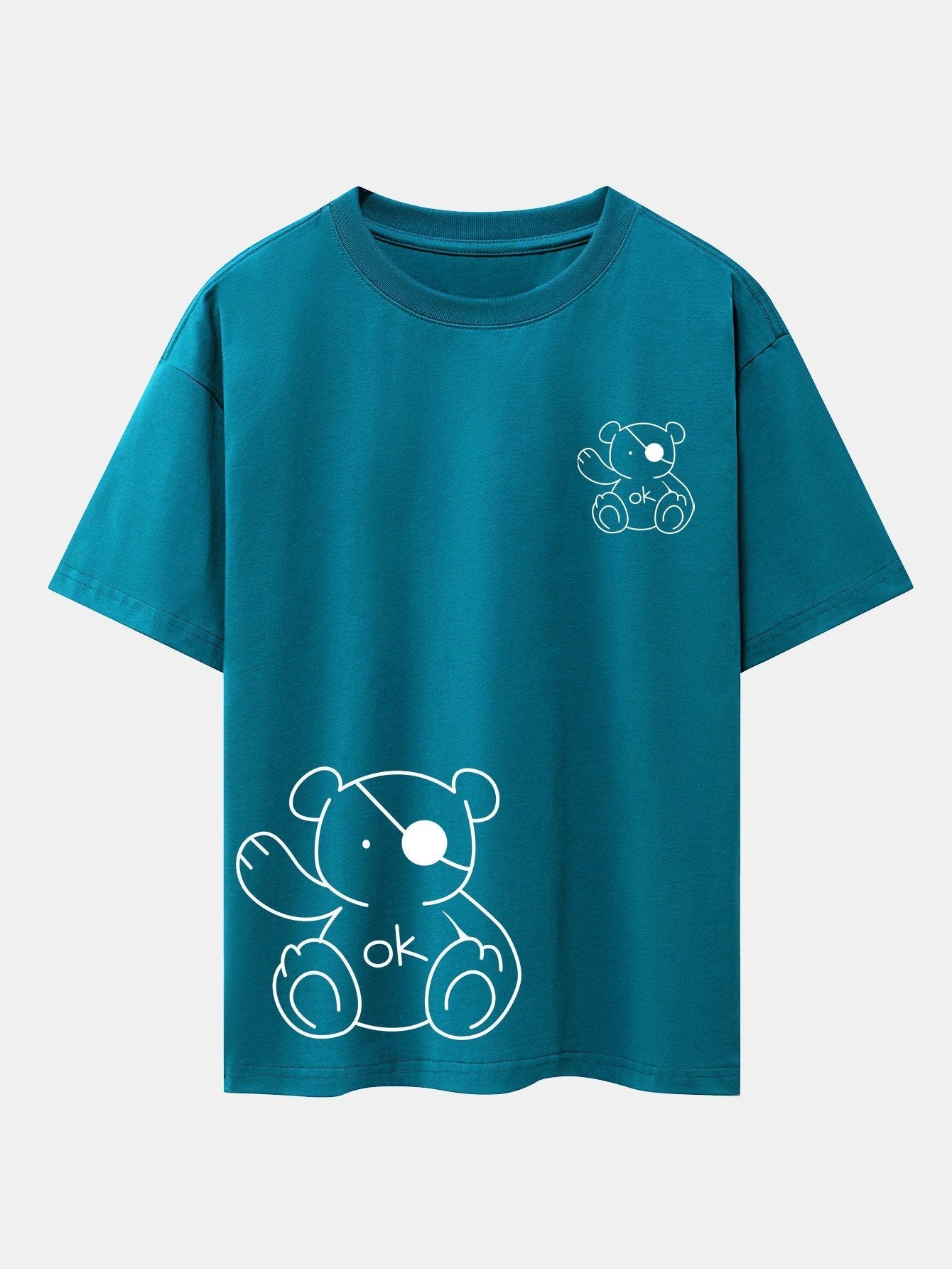 Bear Print Drop Shoulder Oversize T-Shirt