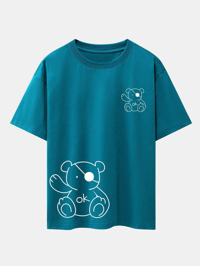 Bear Print Drop Shoulder Oversize T-Shirt